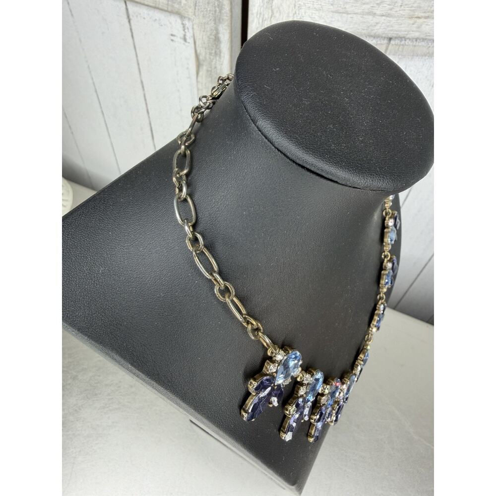J. Crew Shades Of Blue Statement Necklace Colored Crystal Accents - Picture 3 of 4